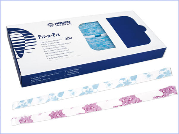 Hager & Werken Fit-N-Fix Einweg-Serviettenhalter in Blau und Pink
