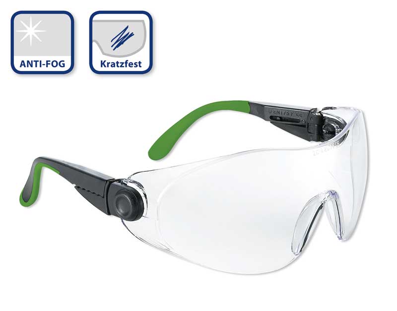Hager & Werken H&W Classic Schutzbrille mit 180 Grad Sichtfeld, HC-AF-Beschichtung und Polycarbonat-Scheibe für Zahnarztpraxis und Dentallabor.