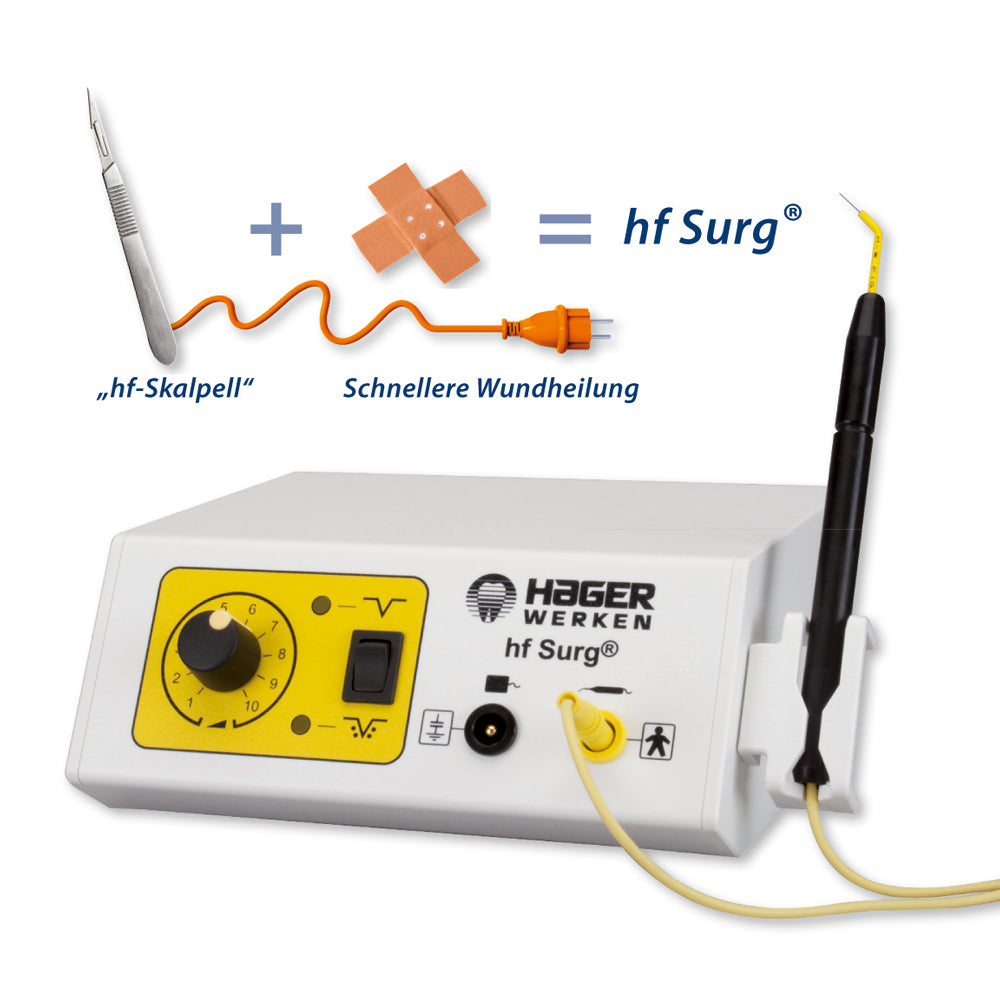hf Surg® Kompaktes HF Chirurgiegerät fürskalpellfeine, drucklose Schnitte. Die Frequenzform ermöglicht Schneiden & das Schneiden mit Koagulation zur Blutstillung online bestellen bei SDC-Dental!