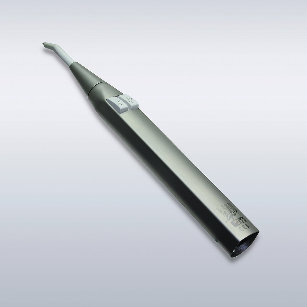 LUZZANI® Griffhülse INOX gerade MINILIGHT® 3F/6F – Ergonomische gerade Griffhülse aus INOX-Stahl für MINILIGHT® 3F und 6F Funktionsspritzen im Dentalbereich