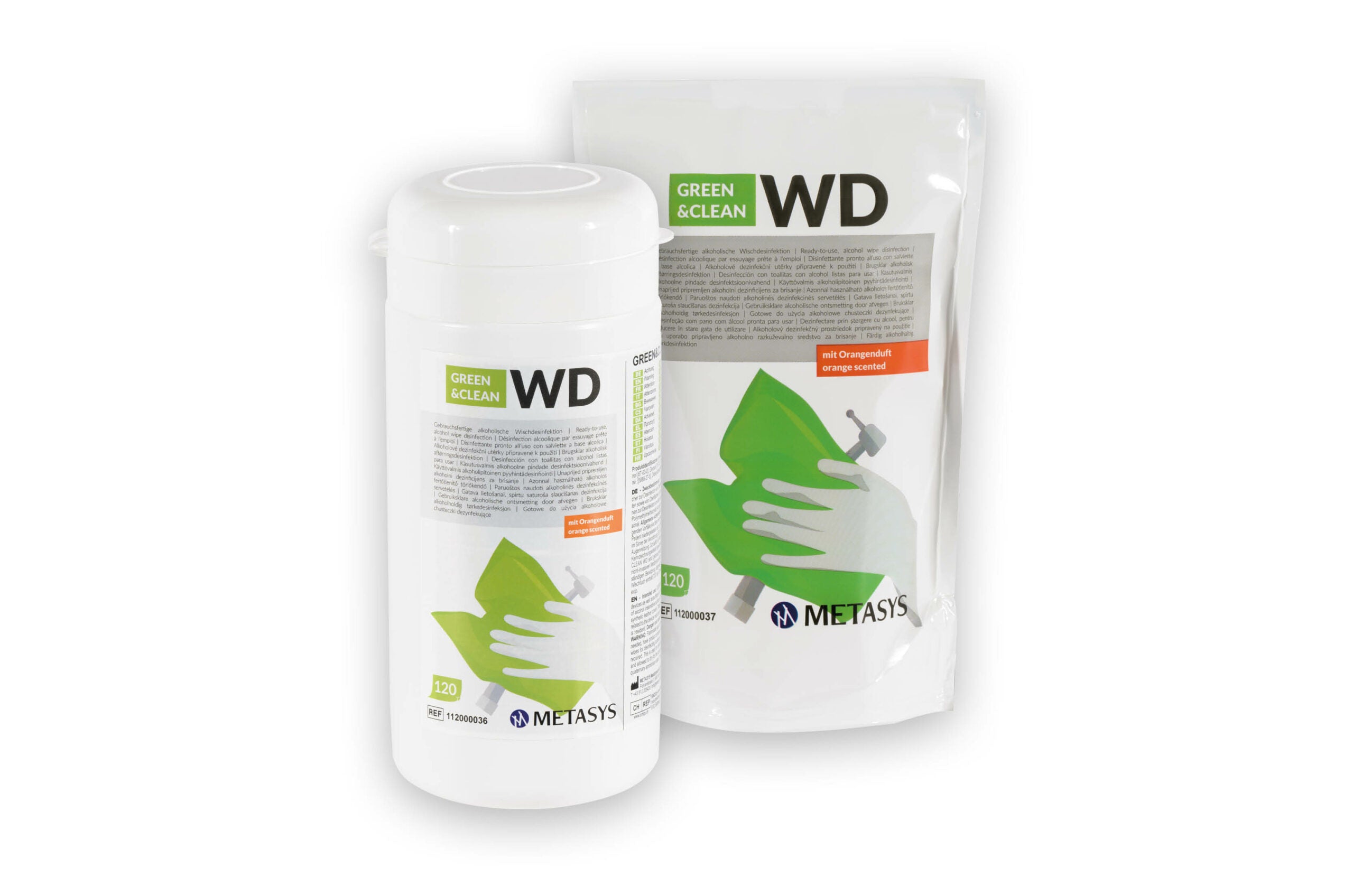 METASYS GREEN CLEAN WD alkoholische Desinfektionstücher für kleine Oberflächen von Medizinprodukten und Hand- und Winkelstücke.