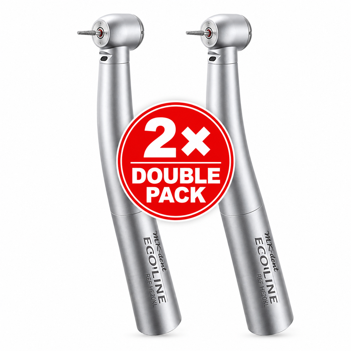 2 MK-dent ECO LINE HE20KL Dentalturbinen mit Licht im Double Pack, 28 Watt, KaVo MULTIflex-kompatibel