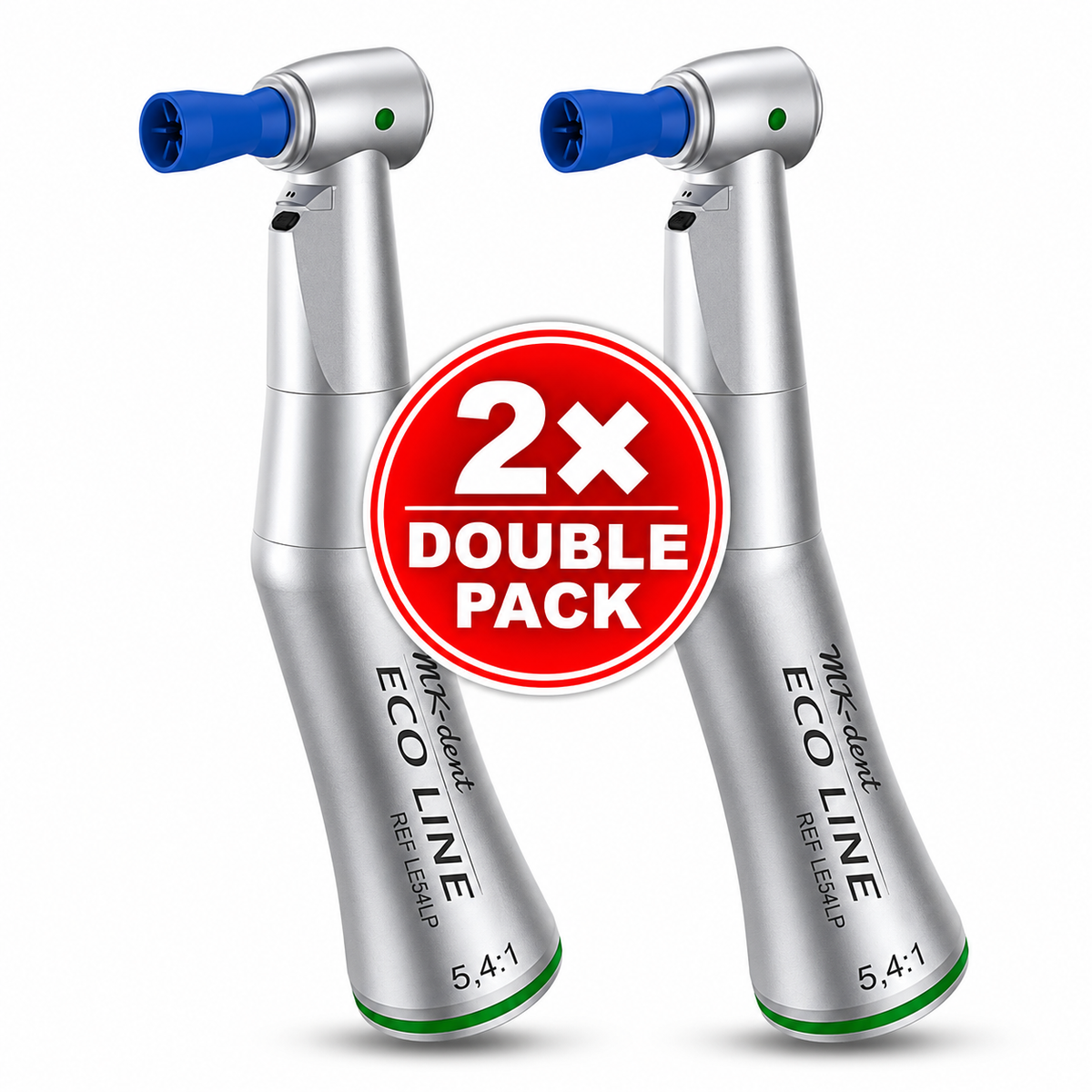 Zwei MK-dent ECO LINE LE54LP Winkelstücke mit 5,4:1-Untersetzung im Double Pack