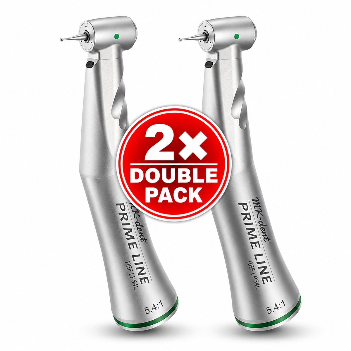 Zwei MK-dent PRIME LINE LP54L Winkelstücke mit Licht und 5,4:1-Untersetzung im Double Pack