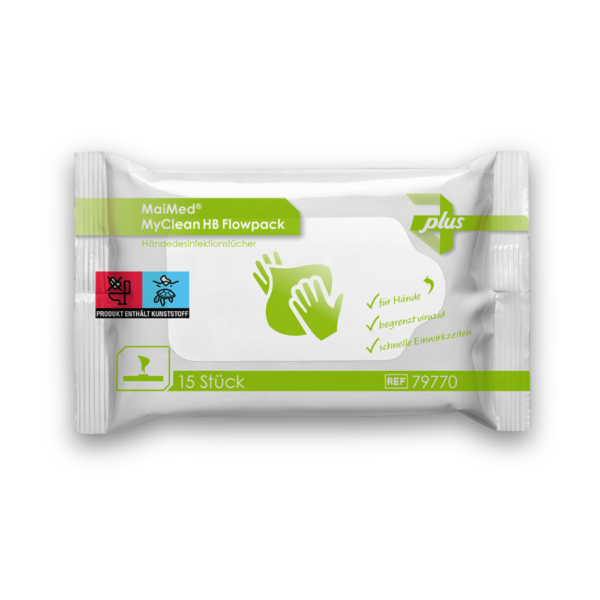 <strong>MaiMed® MyClean HB Flowpack</strong><br>Wet Wipes Alkoholhaltig<br>20 cm x 12 cm / 19 cm × 14 cm