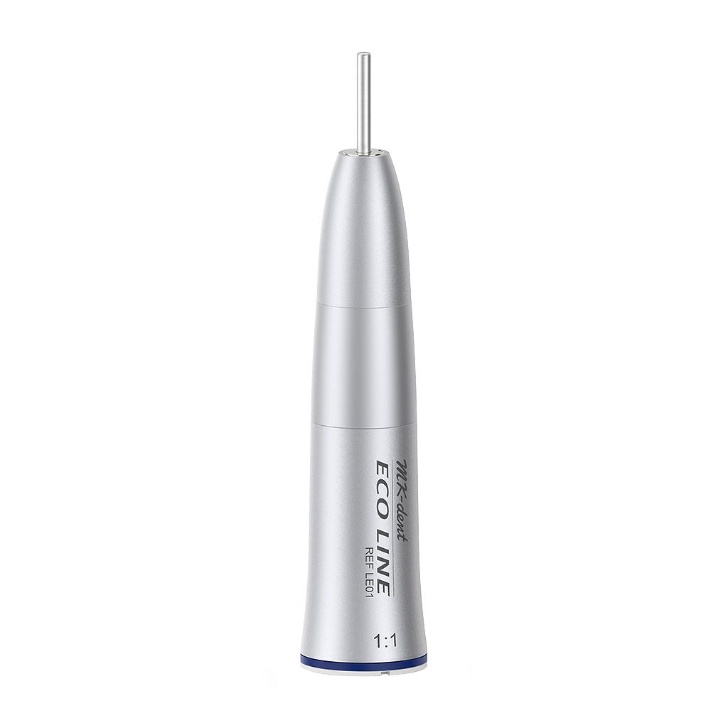<strong>MK-dent Eco Line LE01 gerades Handstück</strong><br>blau / 1:1 / ohne Licht / ISO<br>HP-Bohrer (Ø 2,35 mm)